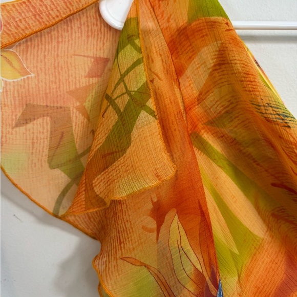 Vintage Y2K Size M/L Cowl Neck Chiffon Top Floral Split Flutter Sleeve Fairy - Picture 4 of 6